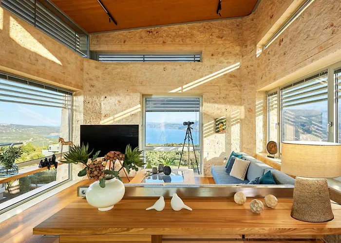 New Luxury Olives & Thyme Retreat, Seaview With 2 Heated Pools Villa Chania (Crete)