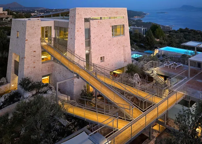 Villa New Luxury Olives & Thyme Retreat, Seaview With 2 Heated Pools La Canée